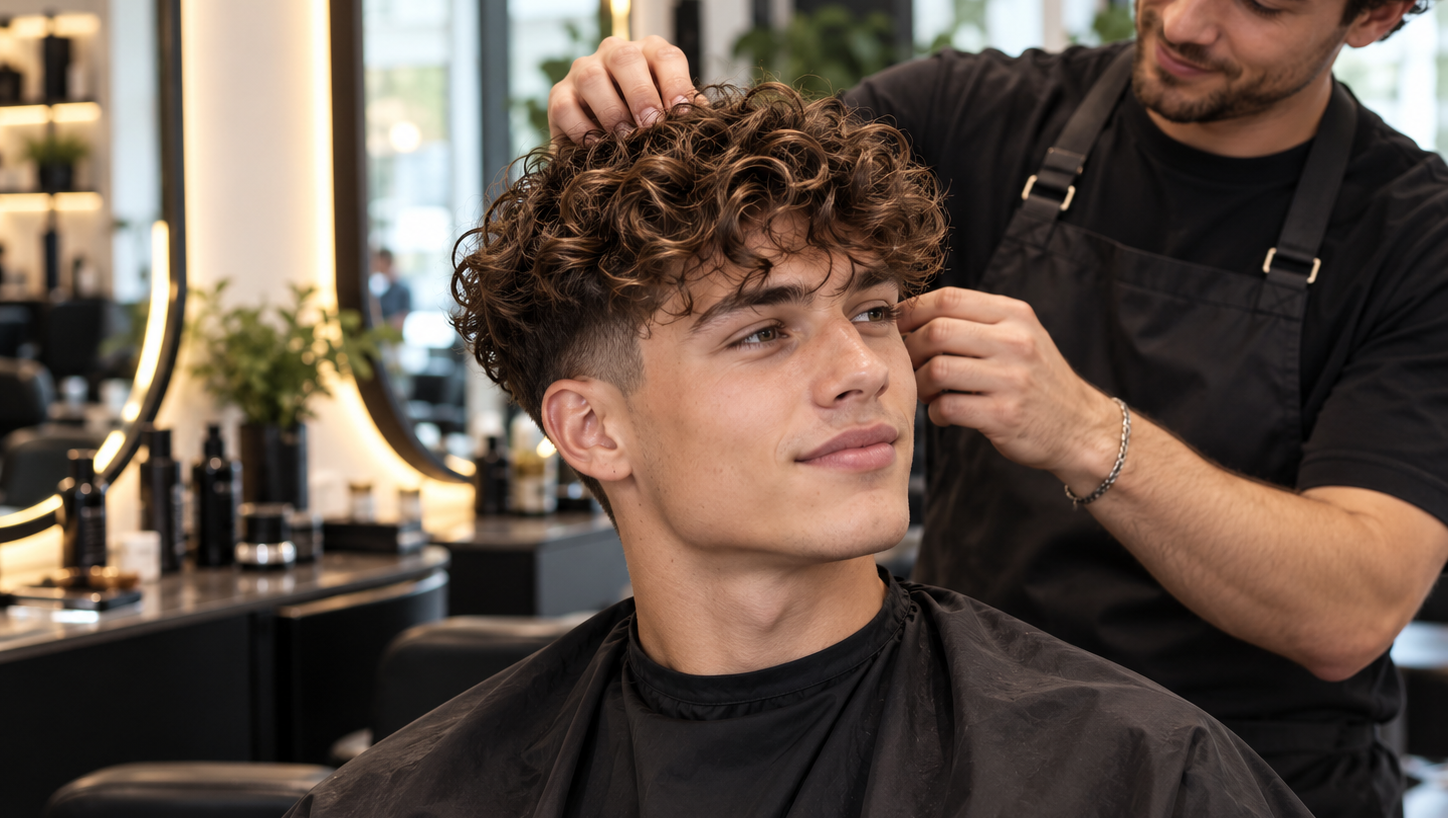 Ung kille med modern permanent